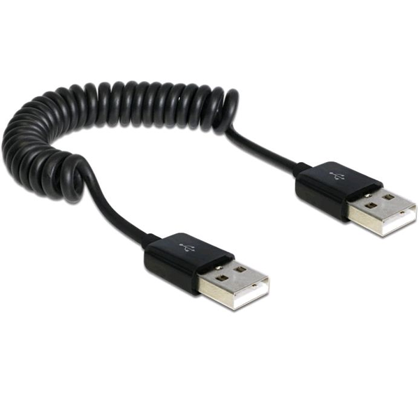 DELOCK USB Kabel A -> A St/St  0.20m-0.60m Spiral sw