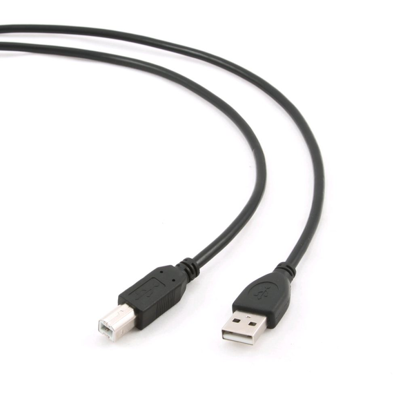 Кабел USB Gembird, За принтер, USB-A 2.0 към USB-B 2.0, 3 м, Позлатени конектори, Черен, CCP-USB2-AMBM-10