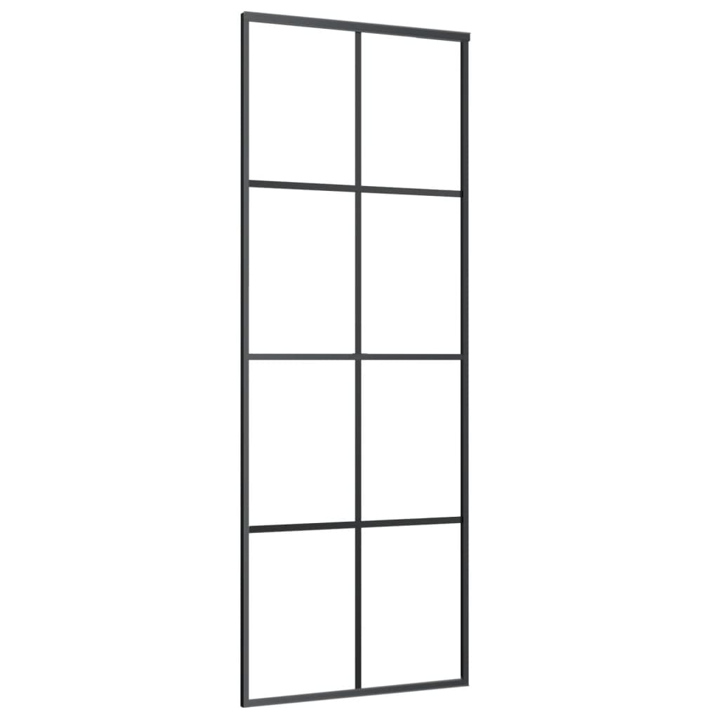 fekete alumínium és ESG üveg tolóajtó 76 x 205 cm (288064)