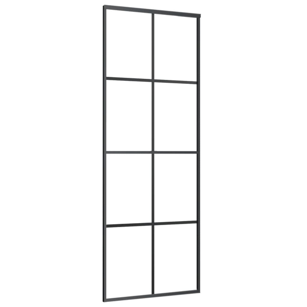 Ușă glisantă, negru, 76x205 cm, aluminiu și sticlă ESG