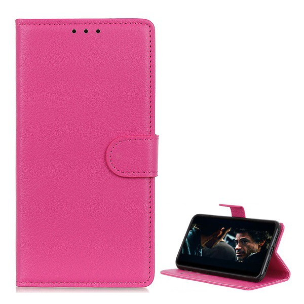 Tok álló, bőr hatású (FLIP, oldalra nyíló, asztali tartó funkció, prémium) RÓZSASZÍN [Samsung Galaxy A20s (SM-A207F)] (5996457924004)