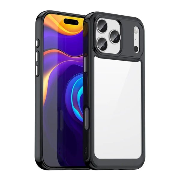 Szilikon telefonvédő (ütésállóság, átlátszó hátlap) FEKETE Apple iPhone 17 Pro Max "Gigapack csomagolás" (GP-173620)