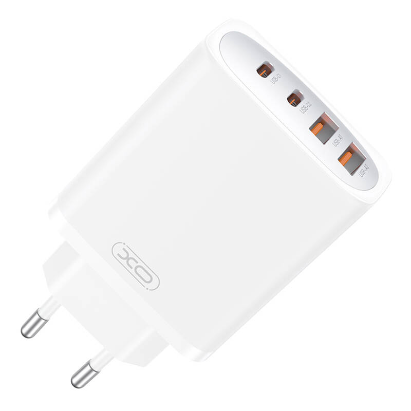 XO CE22 2x USB-C / 2x USB-A Hálózati Gyorstöltő Adapter 45W - Fehér (CE22)