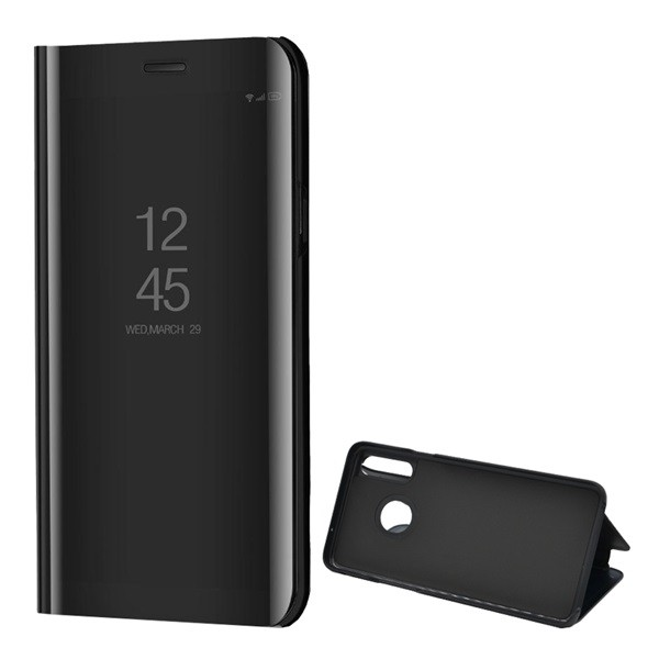 Tok álló (aktív FLIP, oldalra nyíló, asztali tartó funkció, tükrös felület, Mirror View Case) FEKETE [Samsung Galaxy A20s (SM-A207F)] (5996457923922)