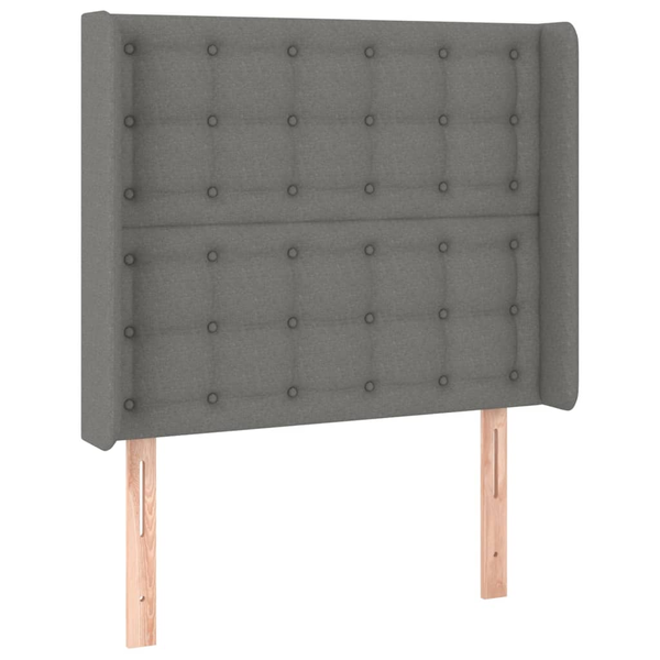 Tăblie de pat cu aripioare gri închis 83x16x118/128 cm textil