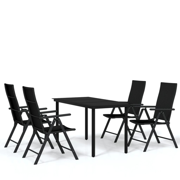 Комплект градински трапезен vidaXL, 5 бр, Черен