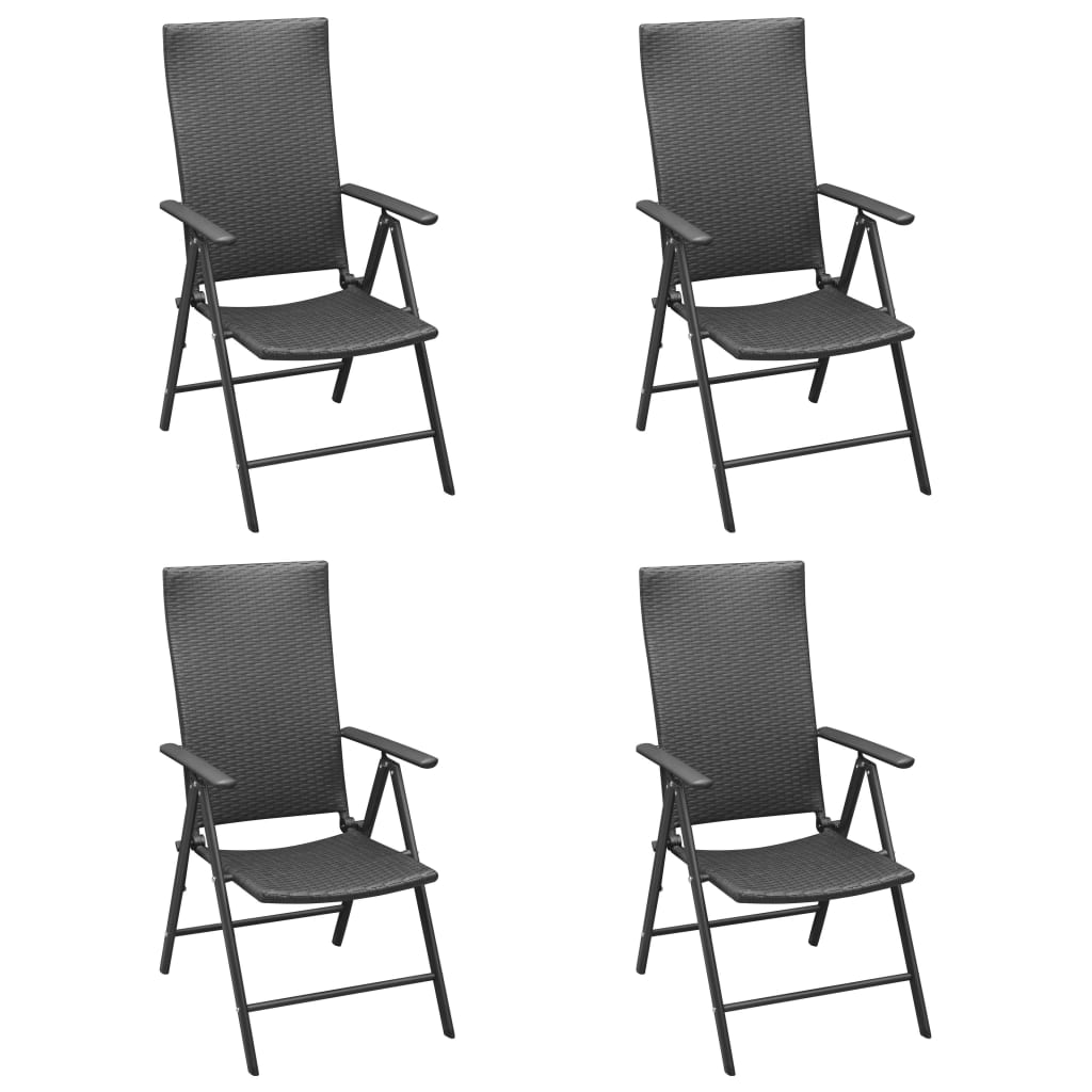 4 db fekete polyrattan kerti szék (313105)
