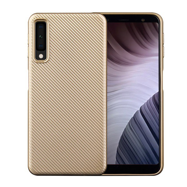Szilikon telefonvédő (karbon minta) ARANY [Samsung Galaxy A7 (2018) SM-A750F] (5996457821198)