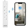 Смарт разклонител LogiLink SH0104, Wi-Fi, 4 гнезда, 4xUSB 5 V/4 A макс. 20 W, IP20, Tuya съвместим, H05VV-F 3G 1.5 мм ², Кабел 1.8 м, Бял