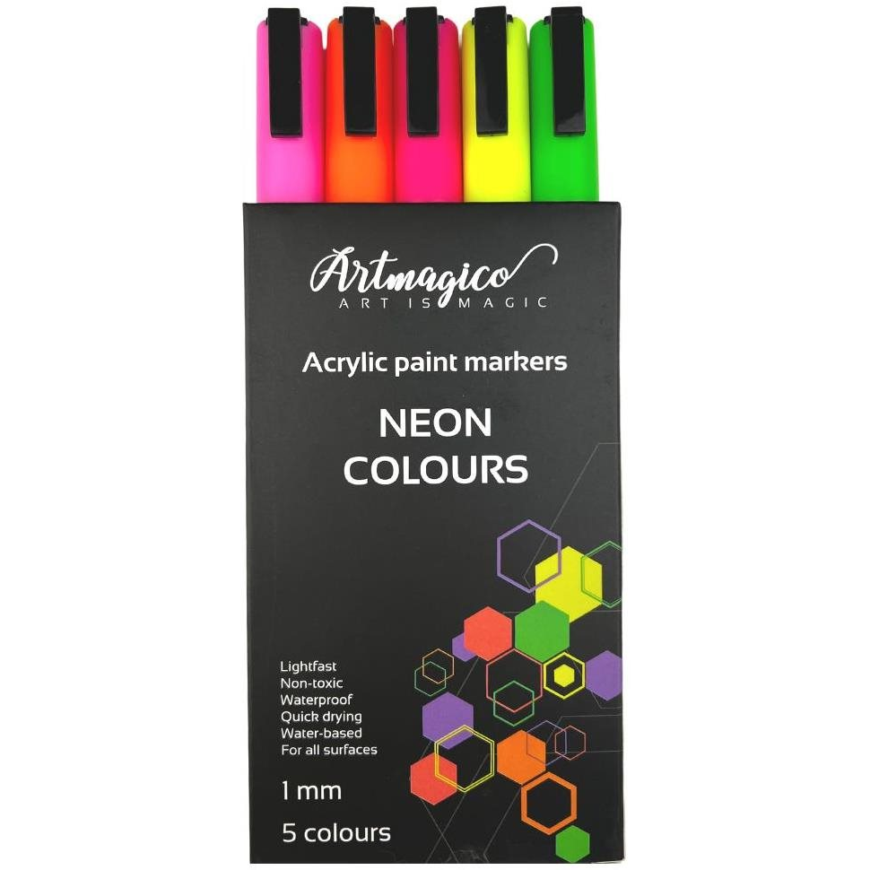 Artmagico akrylové popisovače s jemným hrotem - neonové - 5 ks (23153)