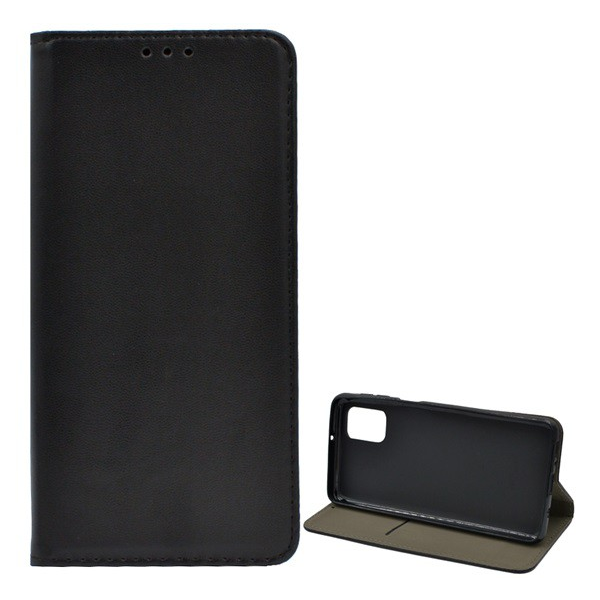 Tok álló, bőr hatású (FLIP, oldalra nyíló, asztali tartó funkció) FEKETE [Samsung Galaxy M31s (SM-M317F)] (5996591022444)