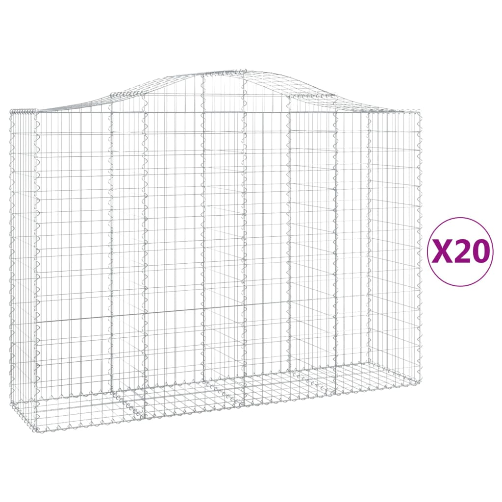 20 db íves horganyzott vas gabion kosár 200x50x140/160 cm (3145697)