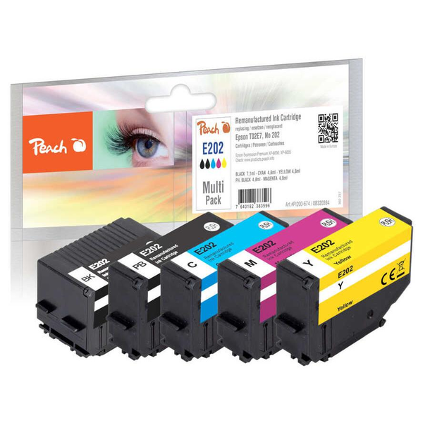 Peach PI200-674 blækpatron 5 stk Kompatibel Standard udbytte Sort, Blå, Magenta, Gul