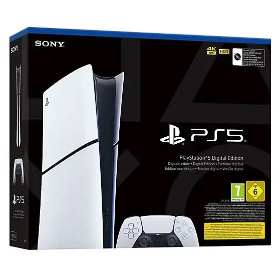 Sony PlayStation 5 Digital Edition 825 GB Wi-Fi Sort, Hvid