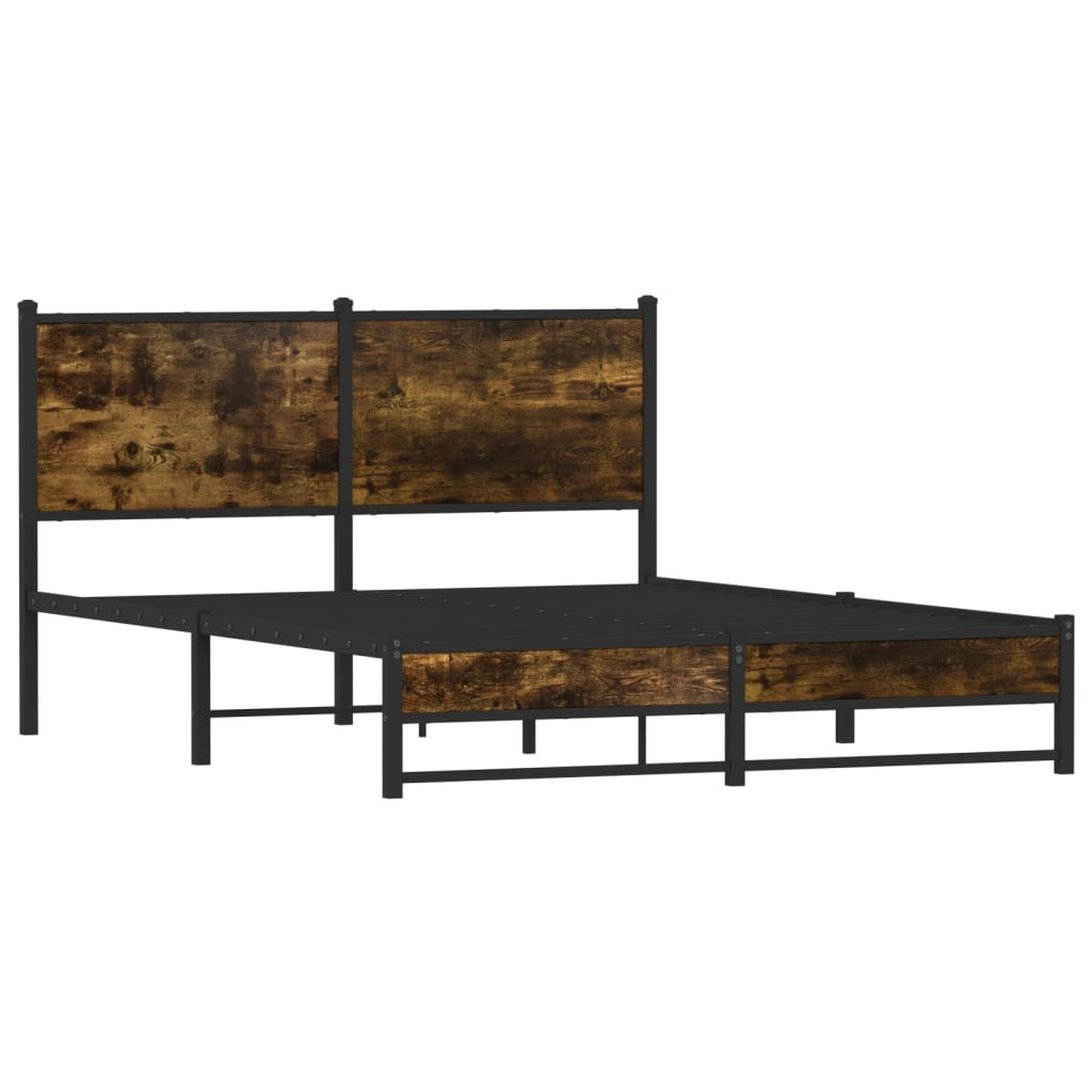 füstös tölgyszínű fém ágykeret matrac nélkül 140 x 190 cm (4007832)
