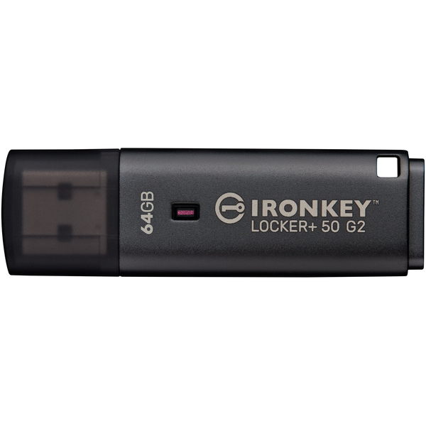 Kingston Technology IronKey Locker+ 50 G2 USB-nøgle 64 GB USB Type-A 3.2 Gen 1 (3.1 Gen 1) Sort
