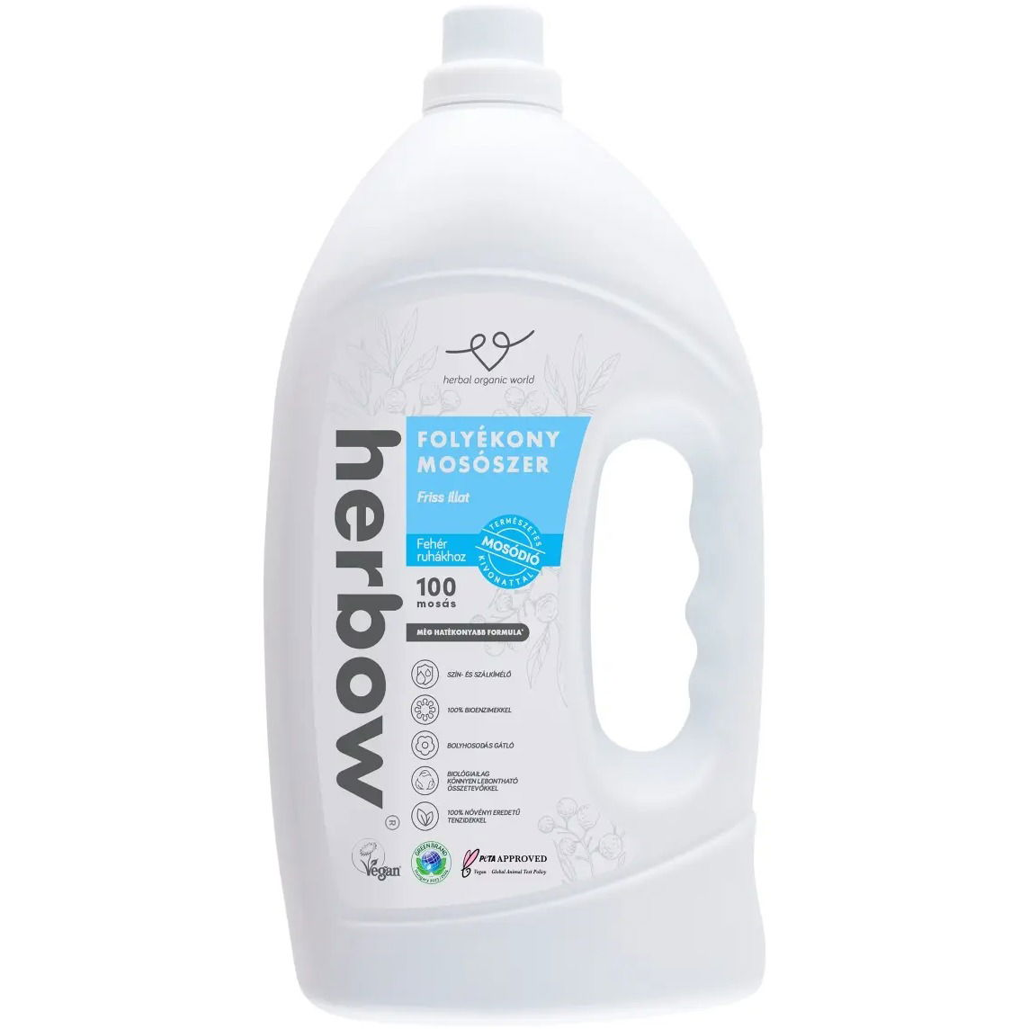 Herbow Fairy white folyékony mosószer fehér ruhákhoz, friss illat 3 l (100 mosás) (5999567514905)