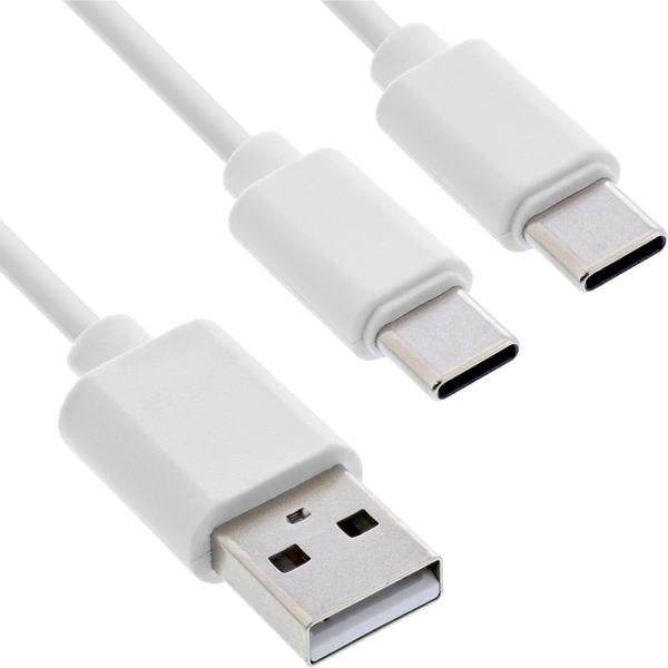 InLine 35121W cable USB USB 2.0 1 m USB A 2 x USB C Blanco