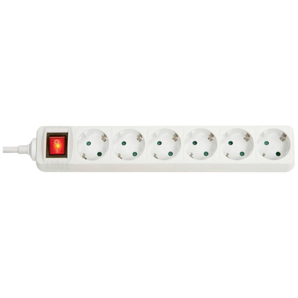 LINDY 73103 Elosztó kapcsolóval 6 részes Fehér Védőérintkezős 1,4m (l73103)