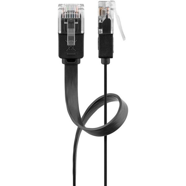 Cablu UTP CAT6 plat RJ45-RJ45 negru 2m Goobay