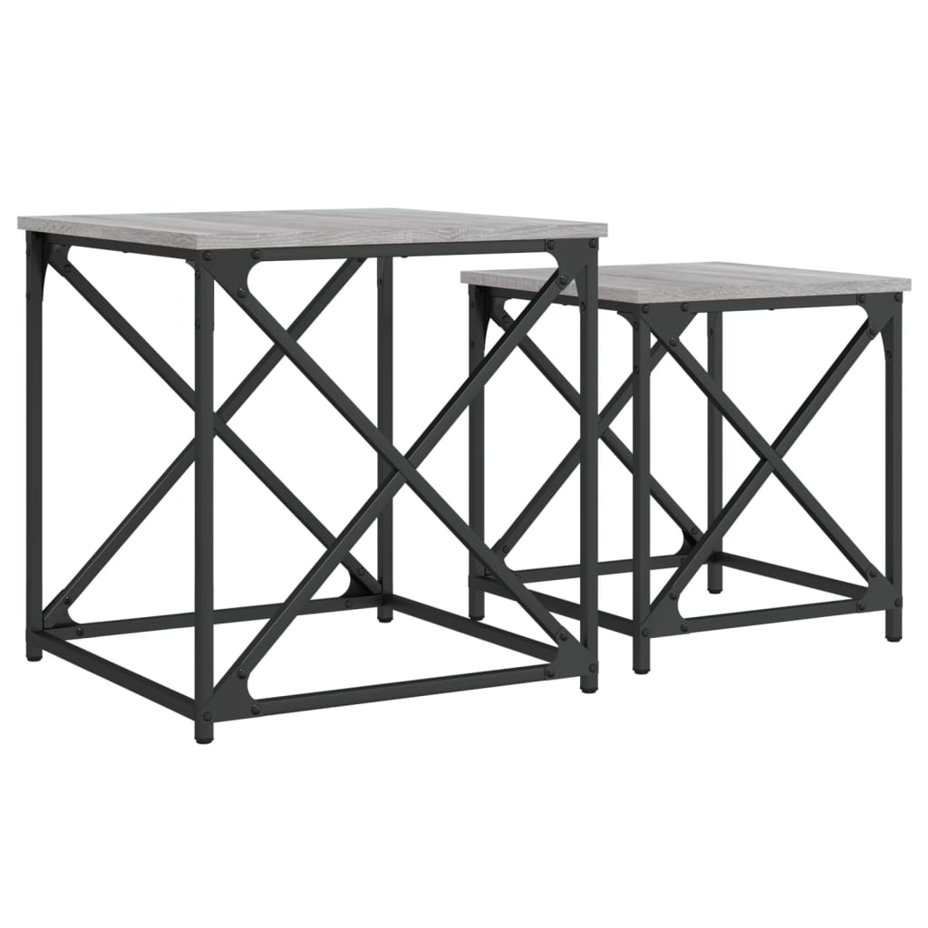 2 db szürke sonoma színű szerelt fa rakásolható dohányzóasztal (838946)