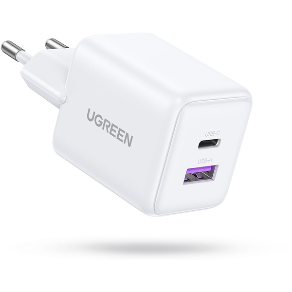 Ugreen 65015 Caricabatterie per dispositivi mobili Cuffie, Telefono cellulare, Power bank, Tablet, Telefono Bianco AC Ricarica rapida Interno