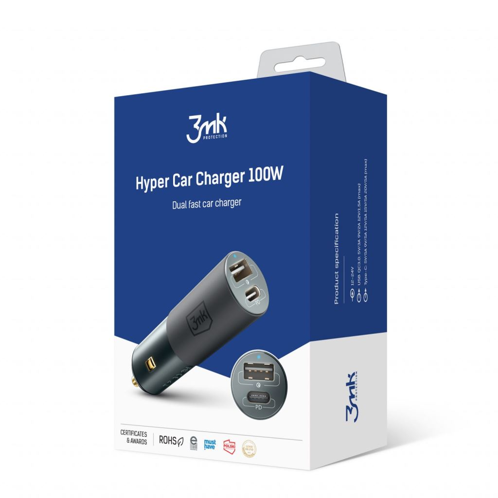 3mk Hyper Car Charger 100W autós töltő (3MK464567) (3MK464567)