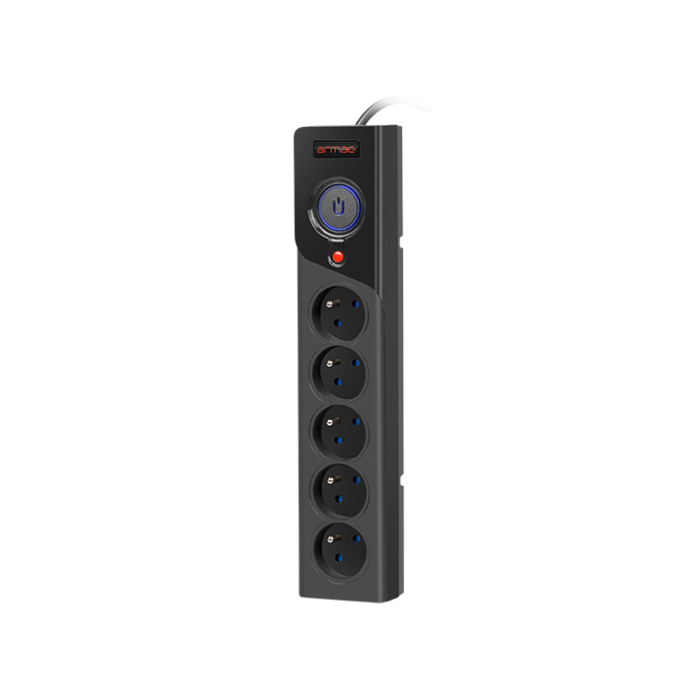 Armac Z5/30/CZ 5 aljzatos túlfeszültség védő - elosztó kapcsolóval 3m - Fekete (Z5/30/CZ)