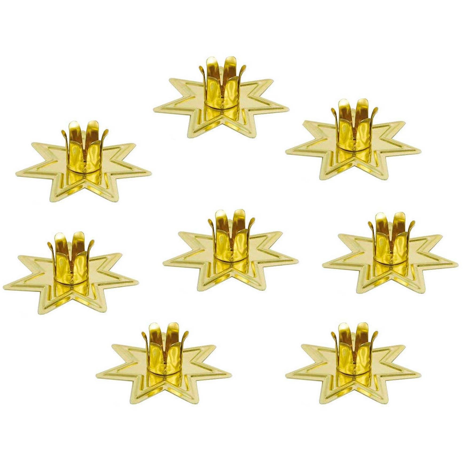 LAALU Karácsonyi dísz - gyertyacsipesz, aranyszínű csillag, 8 db (LAU-1915)