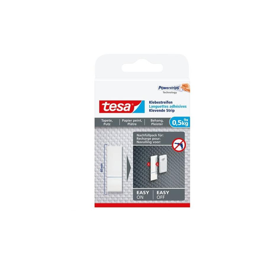 Tesa Klebestreifen Tapete & Putz bis 0,5kg 9St. (77770-00000-00) (77770-00000-00)