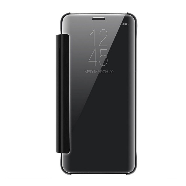 Tok álló (aktív FLIP, oldalra nyíló, asztali tartó funkció, tükrös felület, Mirror View Case) FEKETE [Samsung Galaxy S9 (SM-G960)] (5996457750818)