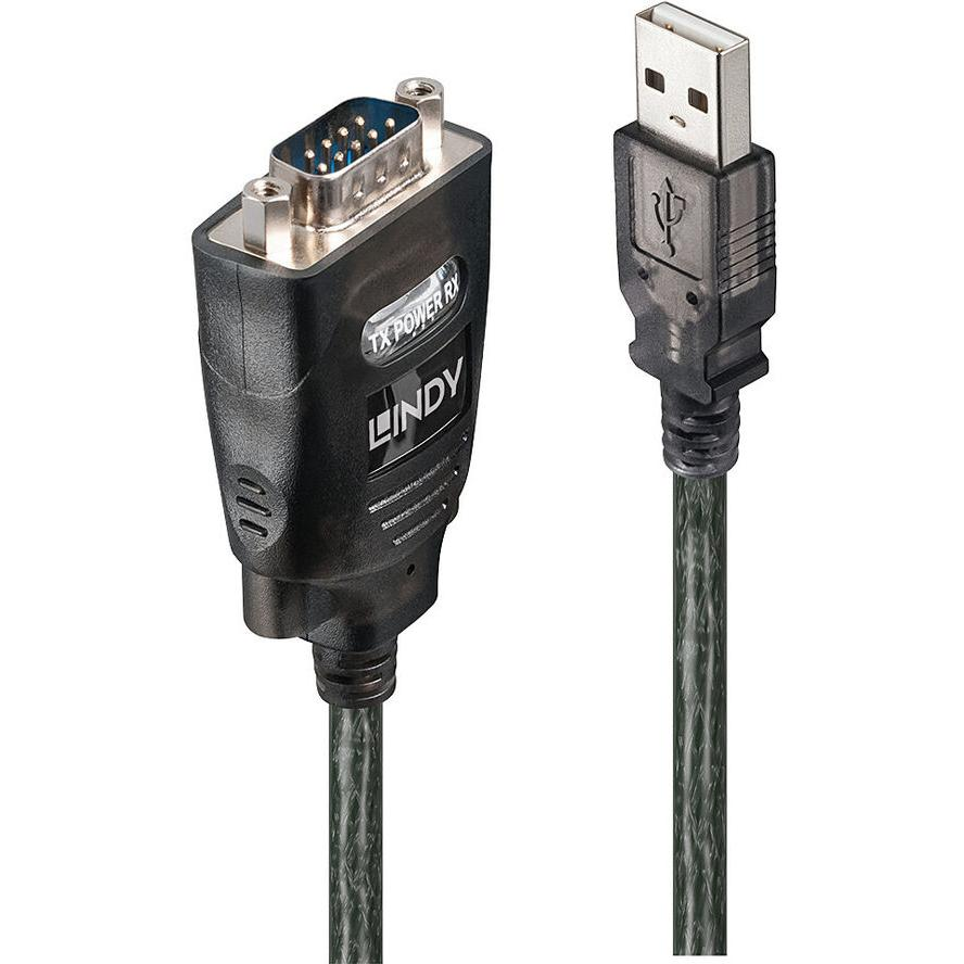 Lindy 42686 soros kábel Fekete 1,1 M USB A típus DB-9 (42686)