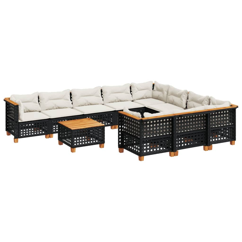 11 részes fekete polyrattan kerti ülőgarnitúra párnákkal (3262040)