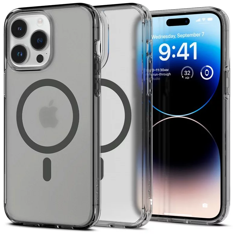 Spigen Ultra Hybrid MagFit Apple iPhone 14 Pro Tok - Átlátszó/Fekete (ACS05586)