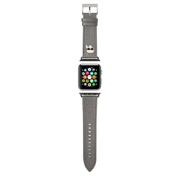 Каишка за часовник Karl Lagerfeld, Saffiano Karl, Съвместим с Apple Watch, 42 мм/44 мм, Сребрист