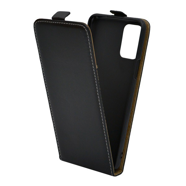 Tok álló, bőr hatású (FLIP, lefelé nyíló, szilikon tartó) FEKETE [LG K62 (LMK525)] (5996591029887)