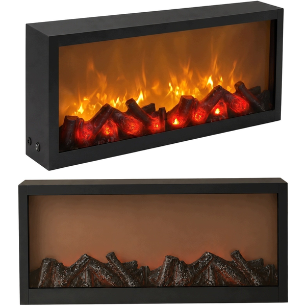 H&S Decoration Kominek dekoracyjny LED, metalowy, 10 x 57 x 25 cm
