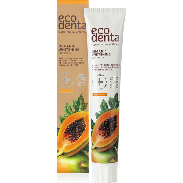 Ecodenta fehérítő fogkrém, Cosmos Organic papaya kivonattal, 100 ml