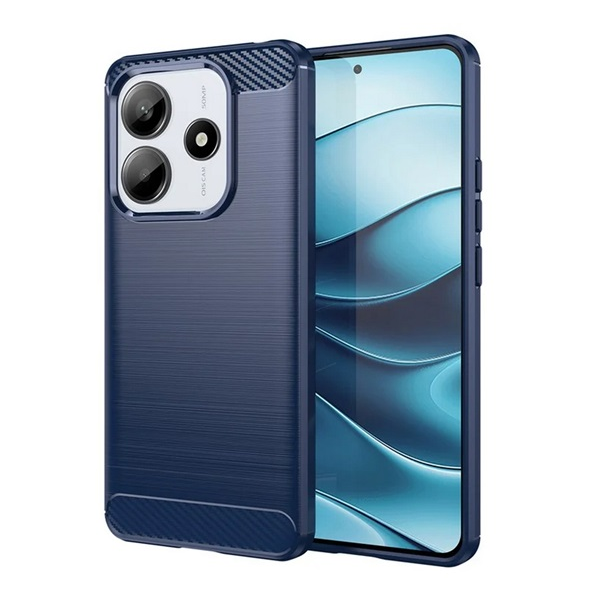 Szilikon telefonvédő (ütésállóság, légpárnás sarok, szálcsiszolt, karbon minta) SÖTÉTKÉK Xiaomi Redmi Note 14 5G "Gigapack csomagolás" (GP-166770)