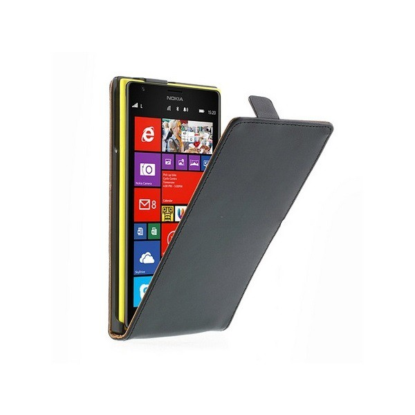 Tok álló, bőr hatású (FLIP, lefelé nyíló) FEKETE [Nokia Lumia 1520] (5996457412211)