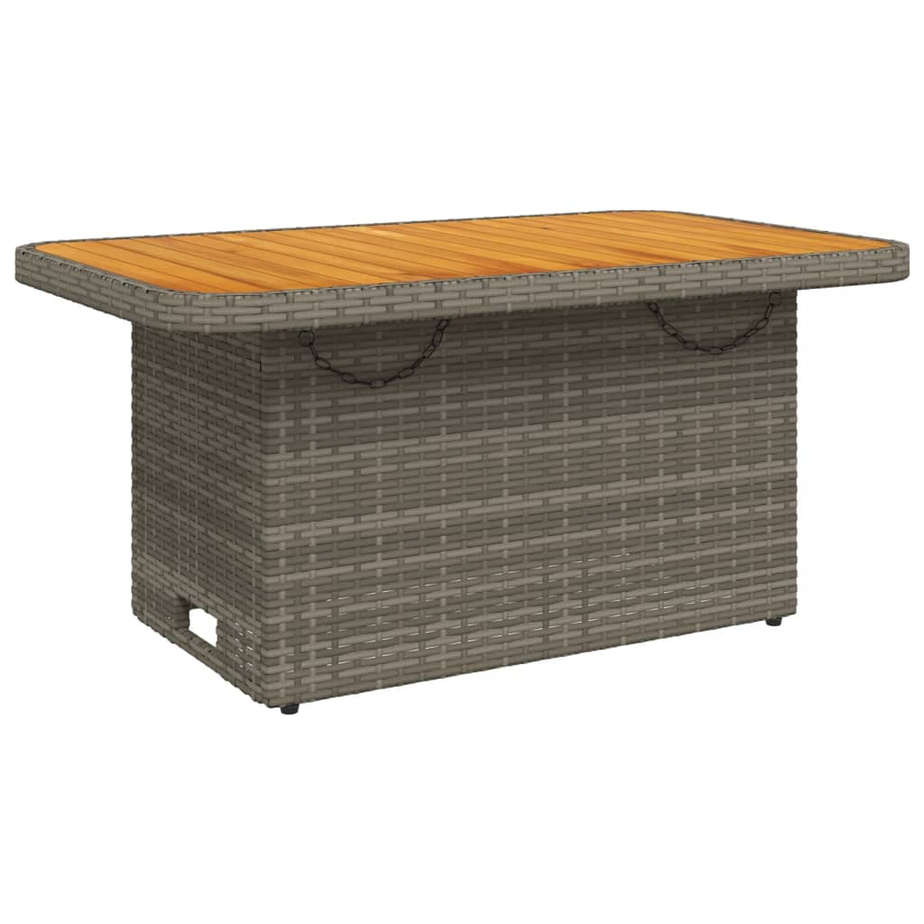 szürke polyrattan és akácfa kerti asztal 90 x 55 x 71 cm (368276)