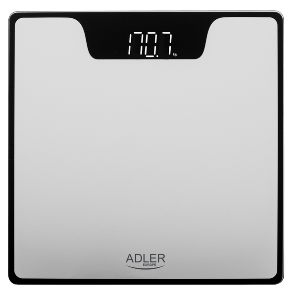 Báscula De Baño Digital Alta Precisión 180kg, Pantalla Led Apagado Automático, Vidrio Templado Plata  Adler Ad8174s