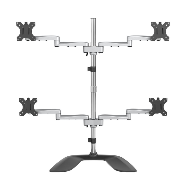 StarTech.com ARMQUADSS skærmbeslag og -stativer 81,3 cm (32") Sort, Sølv Skrivebord