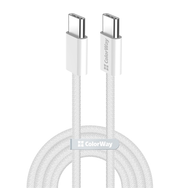 COLORWAY Kábel Type-C CW-CBPDCC061-GR, fonott pamut, PD Fast Charging 60W, 3,0A 1M szürke (CW-CBPDCC061-GR)
