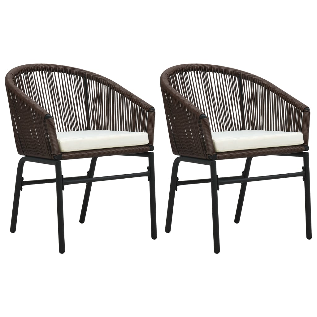 2 db barna PE rattan kerti szék (48136)