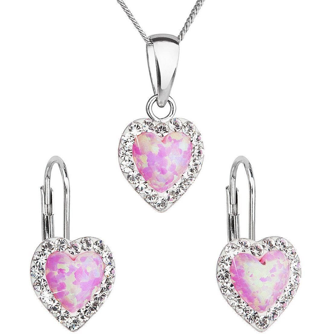 EVOLUTION GROUP 39161.1 szintetikus opál, Preciosa kristályokkal, (Ag, 925/1000, 2 g, rózsaszín) (8590962395389)