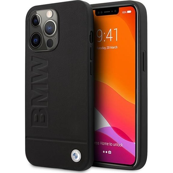 BMW Signature Logo Imprint Magsafe Apple iPhone 14 Pro hátlap tok, fekete (BMW298)