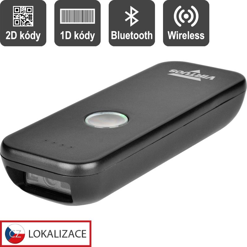 Virtuos CCD 2D Virtuos HW-856A mini olvasó, vezeték nélküli, BT, USB-C, zsebméretű, fekete (EHE0011)
