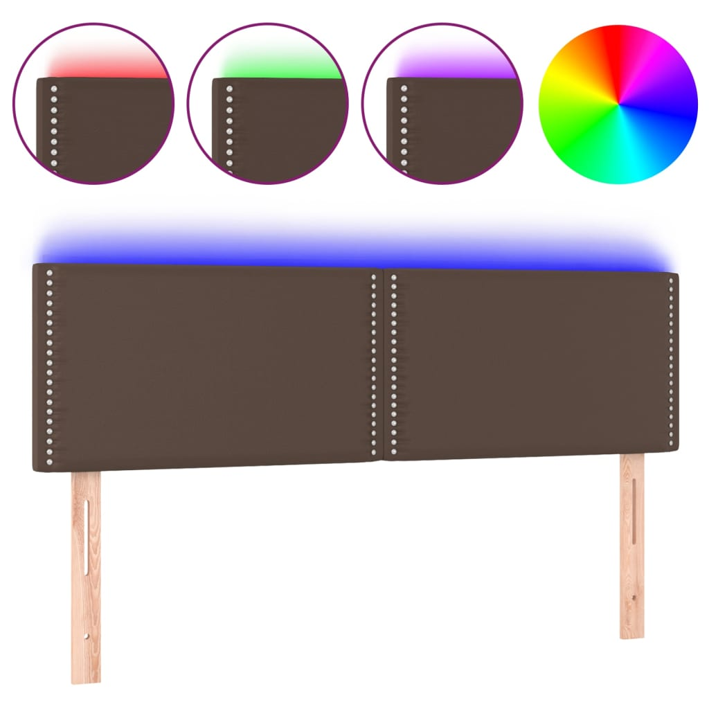 barna műbőr LED-es fejtámla 144 x 5 x 78/88 cm (3121565)