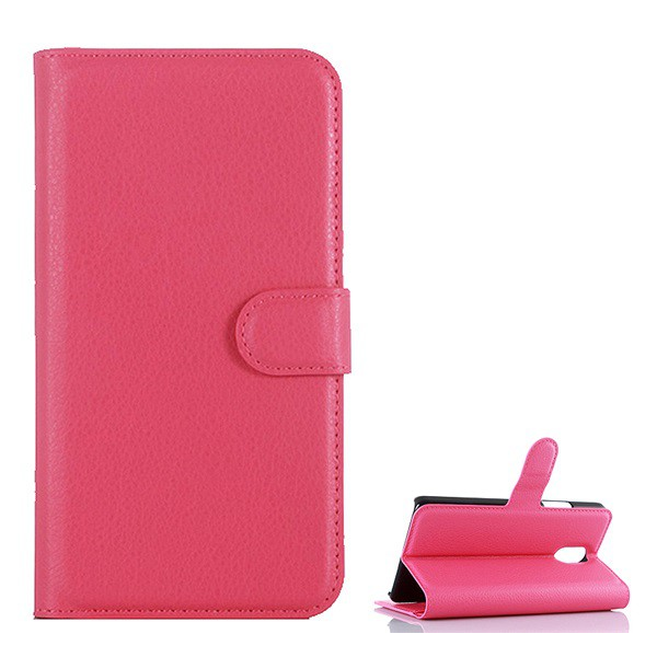 Калъф за телефон стоящ, кожен ефект (обръщане, странично отваряне, функция за поставка за маса) Розов [Lenovo Vibe P1m]